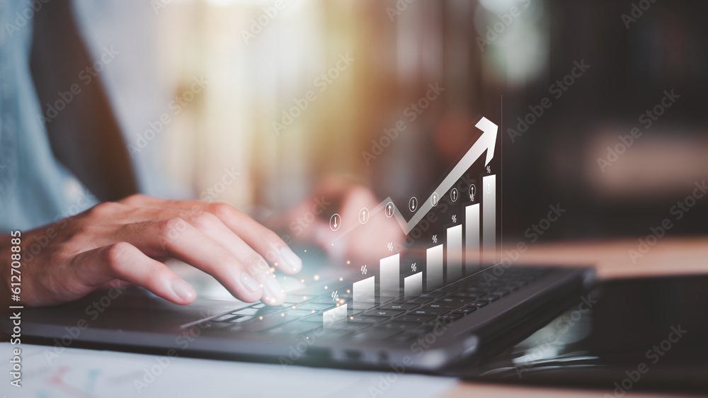 Poster concept of finance and investment ,profit growth management ,financial graphical and statistical ana