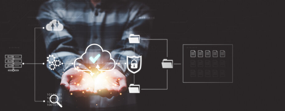 cloud computing backup technology concept ,Access to server communication services ,database connection with modern hardware and software ,Security Administration ,Personal Storage Management