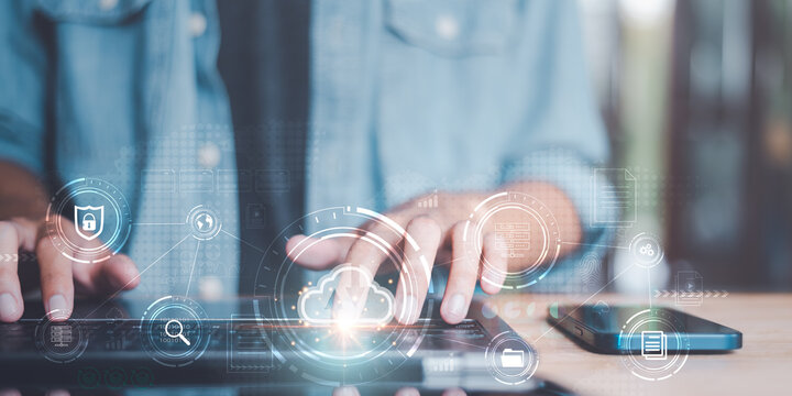 cloud computing backup technology concept ,Access to server communication services ,database connection with modern hardware and software ,Security Administration ,Personal Storage Management