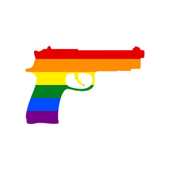 Gun sign illustration. Rainbow gay LGBT rights colored Icon at white Background. Illustration.
