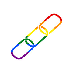 Link sign illustration. Rainbow gay LGBT rights colored Icon at white Background. Illustration.