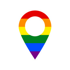Mark pointer sign. Rainbow gay LGBT rights colored Icon at white Background. Illustration.