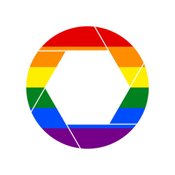 Photo sign illustration. Rainbow gay LGBT rights colored Icon at white Background. Illustration.