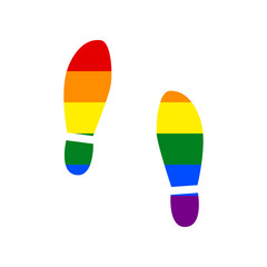 Imprint soles shoes sign. Rainbow gay LGBT rights colored Icon at white Background. Illustration.