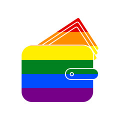 Wallet sign illustration. Rainbow gay LGBT rights colored Icon at white Background. Illustration.