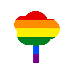 Tree sign illustration. Rainbow gay LGBT rights colored Icon at white Background. Illustration.