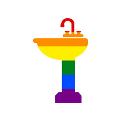 Bathroom sink sign. Rainbow gay LGBT rights colored Icon at white Background. Illustration.