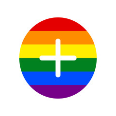 Positive symbol plus sign. Rainbow gay LGBT rights colored Icon at white Background. Illustration.