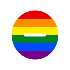 Negative symbol illustration. Minus sign. Rainbow gay LGBT rights colored Icon at white Background. Illustration.
