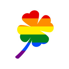 Leaf clover sign. Rainbow gay LGBT rights colored Icon at white Background. Illustration.