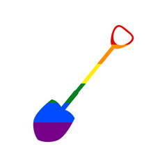 Shovel to work in the garden. Rainbow gay LGBT rights colored Icon at white Background. Illustration.