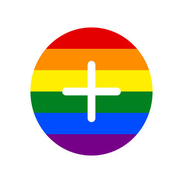 Positive symbol plus sign. Rainbow gay LGBT rights colored Icon at white Background. Illustration.