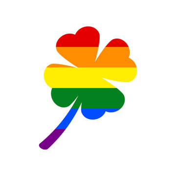 Leaf clover sign. Rainbow gay LGBT rights colored Icon at white Background. Illustration.