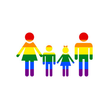 Family sign. Rainbow gay LGBT rights colored Icon at white Background. Illustration.