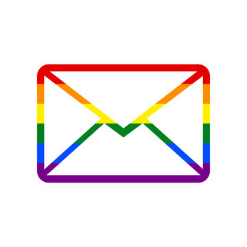 Letter sign illustration. Rainbow gay LGBT rights colored Icon at white Background. Illustration.