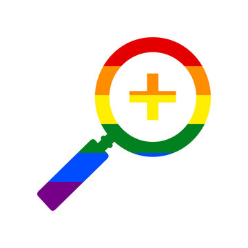 Zoom sign illustration. Rainbow gay LGBT rights colored Icon at white Background. Illustration.