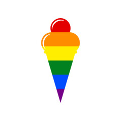 Ice Cream sign. Rainbow gay LGBT rights colored Icon at white Background. Illustration.