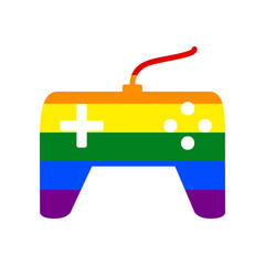 Joystick simple sign. Rainbow gay LGBT rights colored Icon at white Background. Illustration.