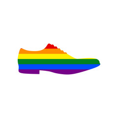 Obraz premium Men Shoes sign. Rainbow gay LGBT rights colored Icon at white Background. Illustration.