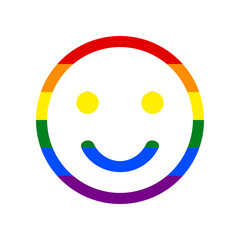 Fototapeta premium Smile icon. Rainbow gay LGBT rights colored Icon at white Background. Illustration.