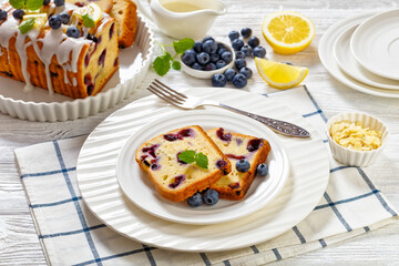 Lemon Blueberry Bread with Lemon Glaze, top view