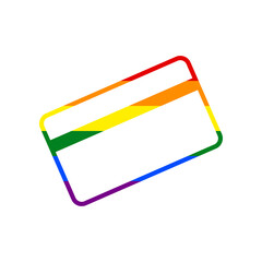Credit card symbol for download. Rainbow gay LGBT rights colored Icon at white Background. Illustration.