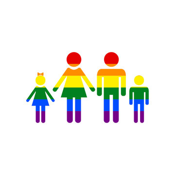 Family sign illustration. Rainbow gay LGBT rights colored Icon at white Background. Illustration.