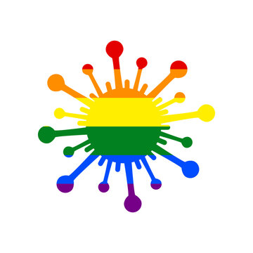 Virus sign illustration. Rainbow gay LGBT rights colored Icon at white Background. Illustration.