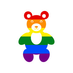 Teddy bear sign illustration. Rainbow gay LGBT rights colored Icon at white Background. Illustration.