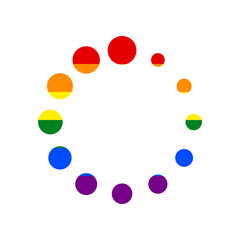 Circular loading sign. Rainbow gay LGBT rights colored Icon at white Background. Illustration.