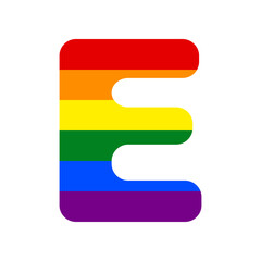 Letter E sign design template element. Rainbow gay LGBT rights colored Icon at white Background. Illustration.