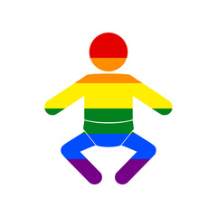 Fototapeta na wymiar Baby sign illustration. Rainbow gay LGBT rights colored Icon at white Background. Illustration.