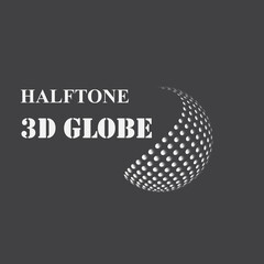 Halftone 3D Globe. Adobe illustrator. Logo Design. Logo stylized spherical surface with abstract shapes. This logo is suitable for global companies, world technologies, media, and publicity agencies.
