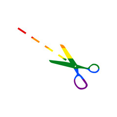 Scissors sign illustration. Rainbow gay LGBT rights colored Icon at white Background. Illustration.