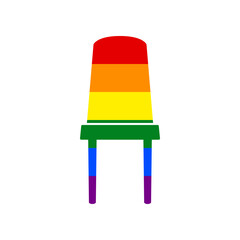 Office chair sign. Rainbow gay LGBT rights colored Icon at white Background. Illustration.