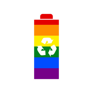 recommend clip art: Battery recycle sign illustration. Rainbow gay LGBT rights colored Icon at white Background. Illustration.