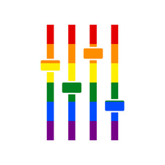 Adjustment music line sign. Rainbow gay LGBT rights colored Icon at white Background. Illustration.