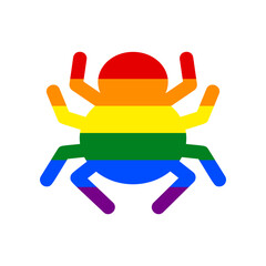 Spider sign illustration. Rainbow gay LGBT rights colored Icon at white Background. Illustration.