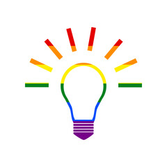Light lamp sign. Rainbow gay LGBT rights colored Icon at white Background. Illustration.