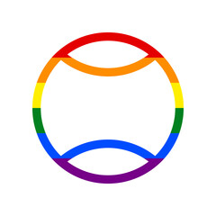 Tennis ball sign illustration. Rainbow gay LGBT rights colored Icon at white Background. Illustration.