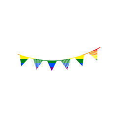Fototapeta premium Holiday flags garlands sign. Rainbow gay LGBT rights colored Icon at white Background. Illustration.