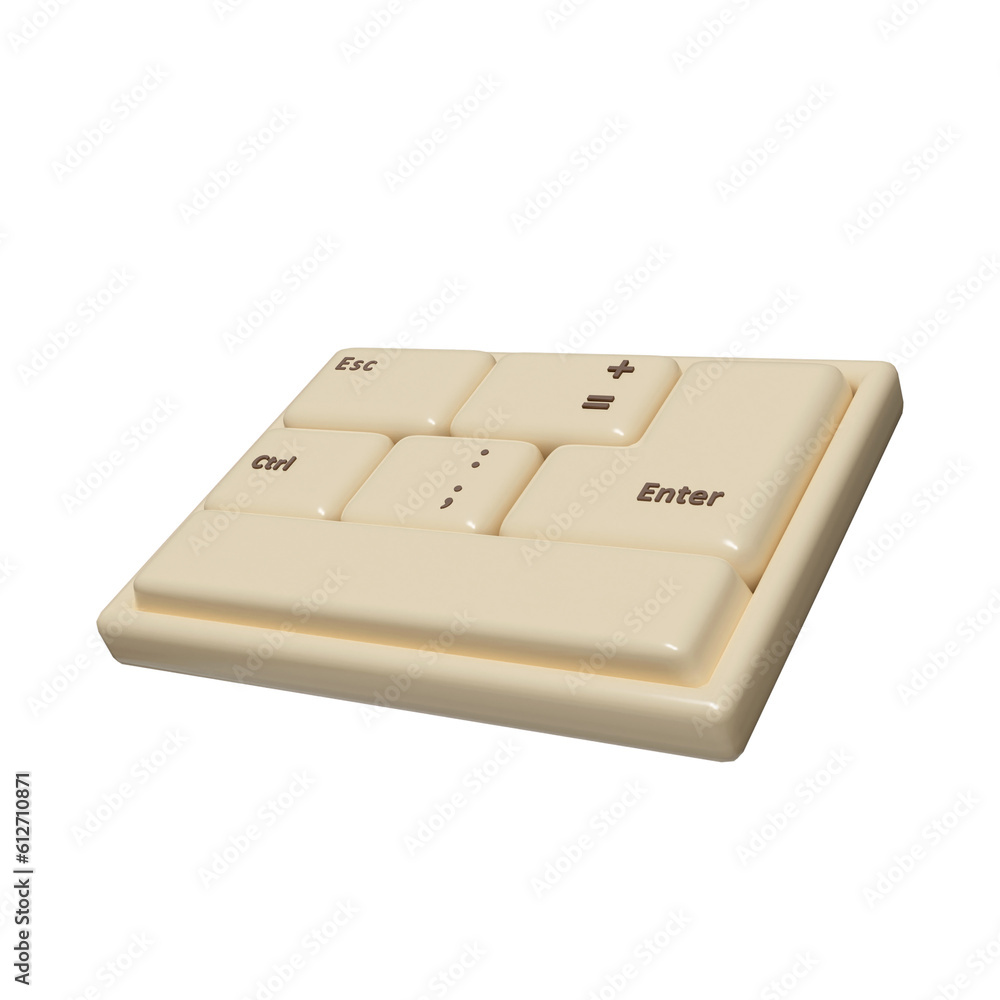 Aufkleber 3d keyboard. accessories for live streaming concept. icon isolated on white background. 3d rendering
