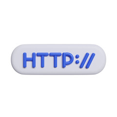 3d http symbol and warning or danger sign. icons about unsafe URLs, malicious and suspicious links. icon isolated on white background. 3d rendering illustration. Clipping path.