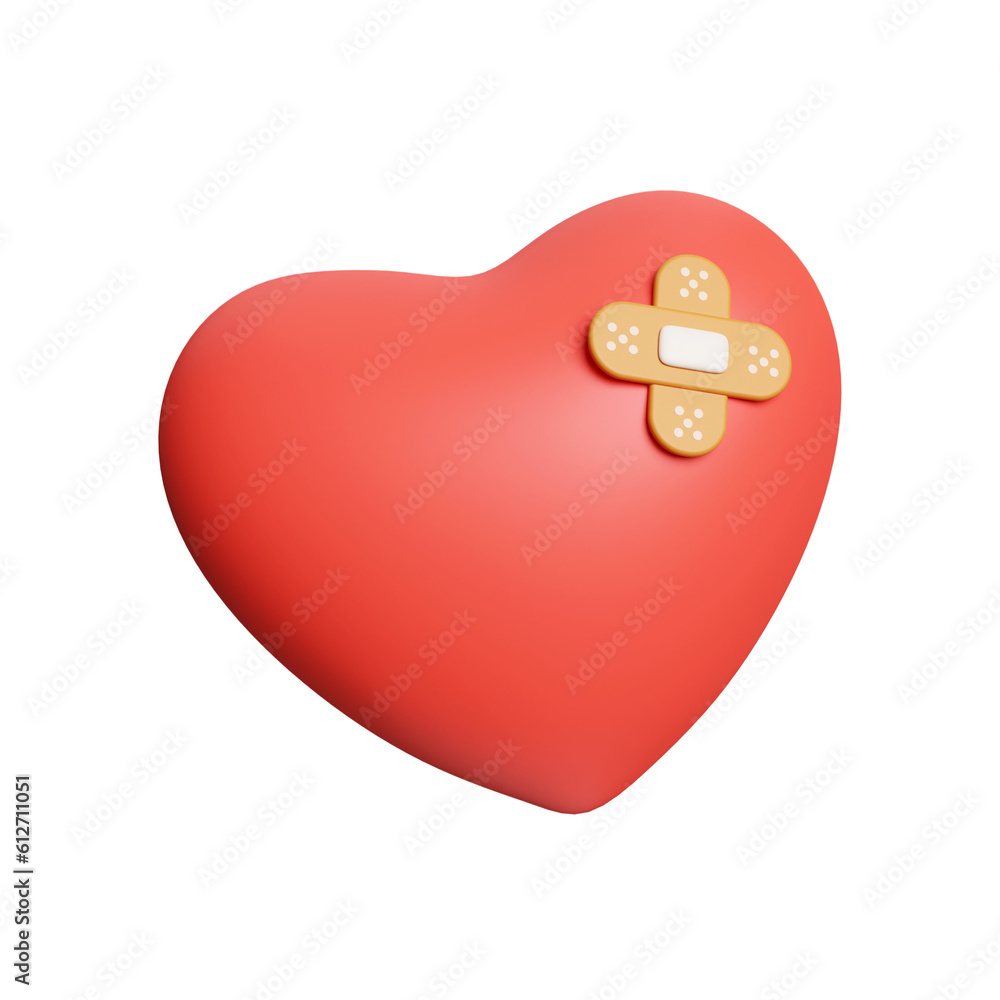 Poster 3d broken and fixed heart. simple icon for web and app. modern trendy design. icon isolated on white