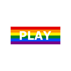 Play button sign. Rainbow gay LGBT rights colored Icon at white Background. Illustration.