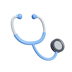 3d Medical Stethoscope for doctors. icon isolated on white background. 3d rendering illustration. Clipping path.