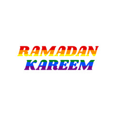Ramadan Kareem greeting. Rainbow gay LGBT rights colored Icon at white Background. Illustration.
