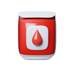 Obraz premium 3d blood bag. blood pack for transfusion, blood donation cartoon concept. icon isolated on white background. 3d rendering illustration. Clipping path.