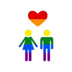 Family with heart. Husband and wife. Rainbow gay LGBT rights colored Icon at white Background. Illustration.
