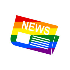 Newspaper sign. Rainbow gay LGBT rights colored Icon at white Background. Illustration.